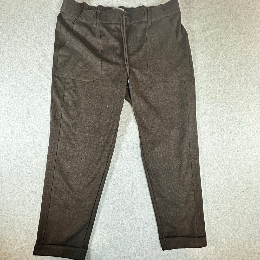 Wit & Wisdom XL Brown Textured Elastic Waist Drawstring Ankle Pants